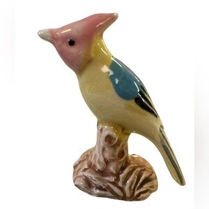 Vintage Ceramic Bird Yellow Cardinal on Branch Glazed Japan